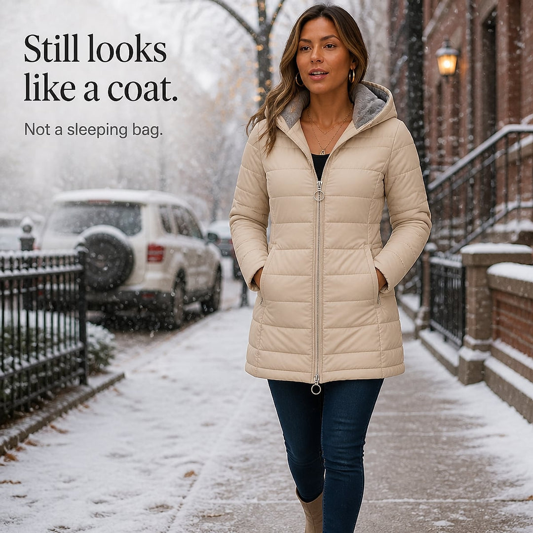 Women's Long Puffer Coat, detail view 8