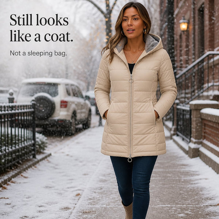 Women's Long Puffer Coat, detail view 8