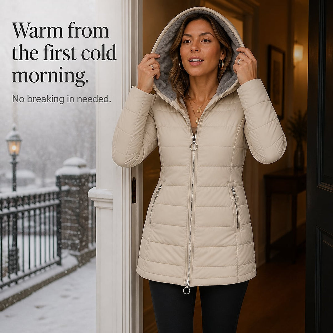 Women's Long Puffer Coat, detail view 9