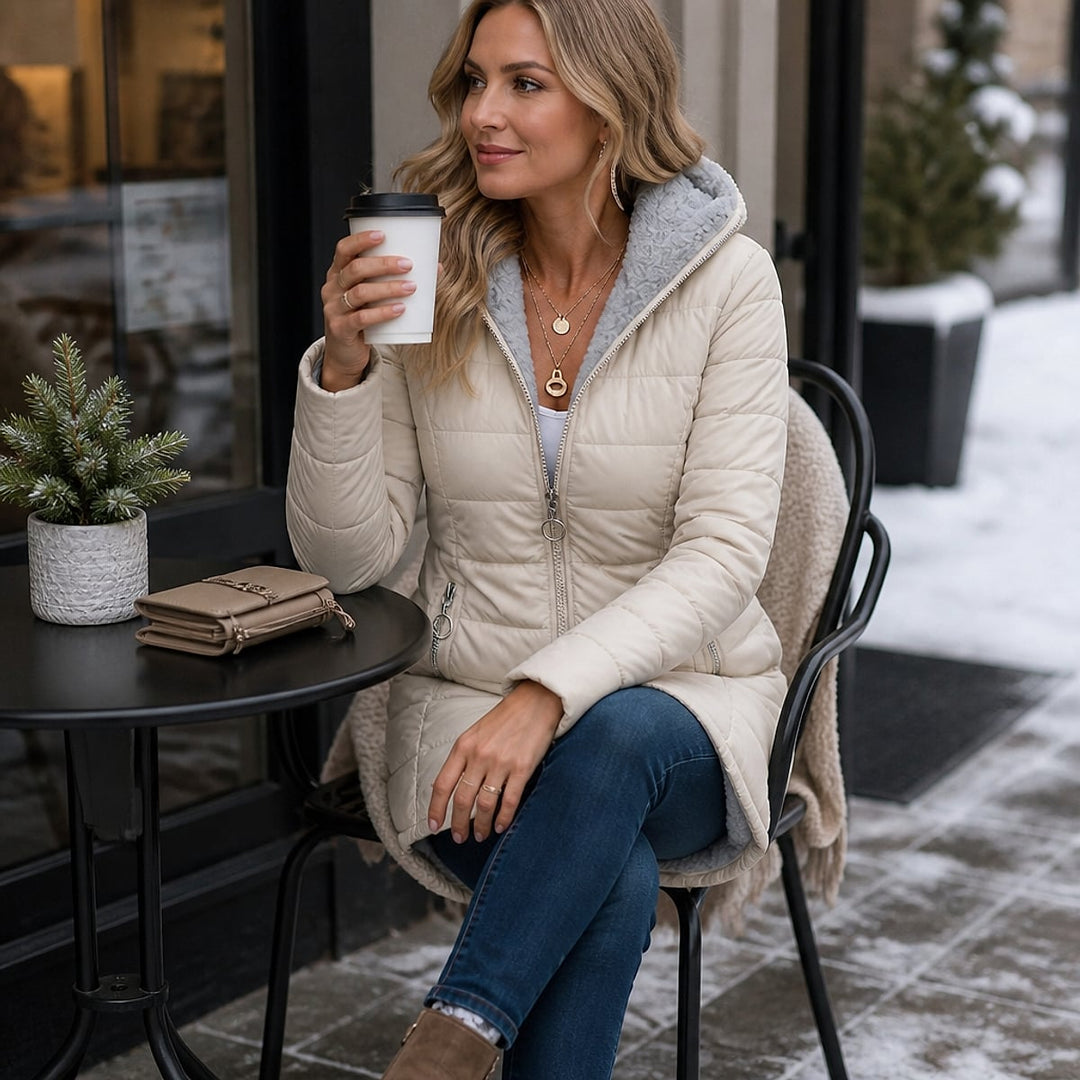 Women's Long Puffer Coat, detail view 2