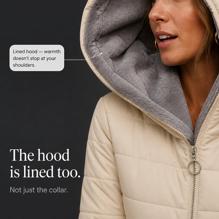 Women's Long Puffer Coat, detail view 5