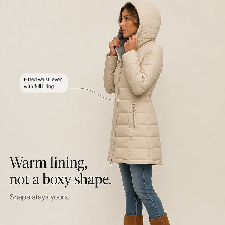 Women's Long Puffer Coat, detail view 6