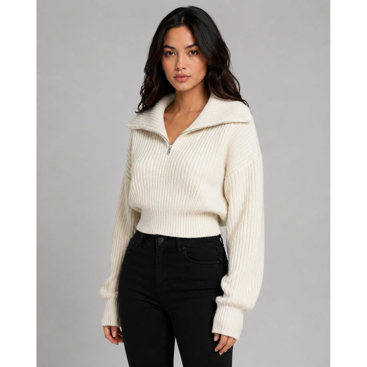 Women's Cropped Half Zip Sweater, front view