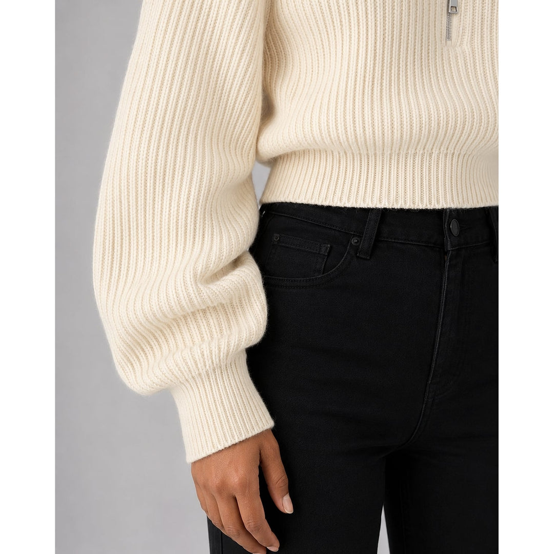 Women's Cropped Half Zip Sweater, detail view