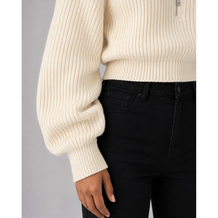 Women's Cropped Half Zip Sweater, detail view