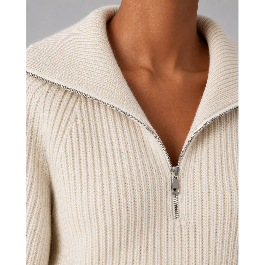 Women's Cropped Half Zip Sweater, detail view 2