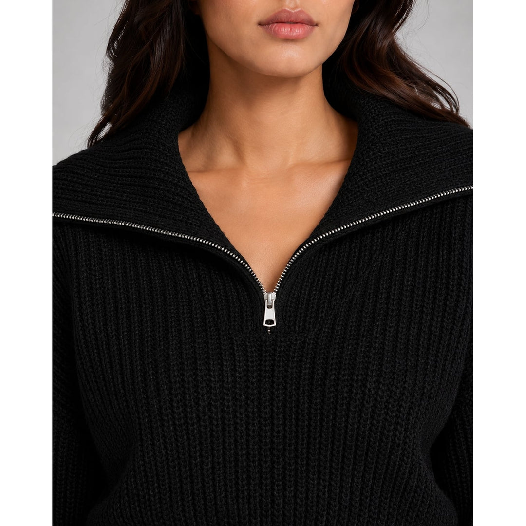 Women's Cropped Half Zip Sweater, detail view 4