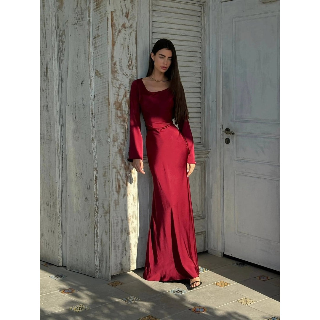 Women's Long Sleeve Maxi Dress, front view 2