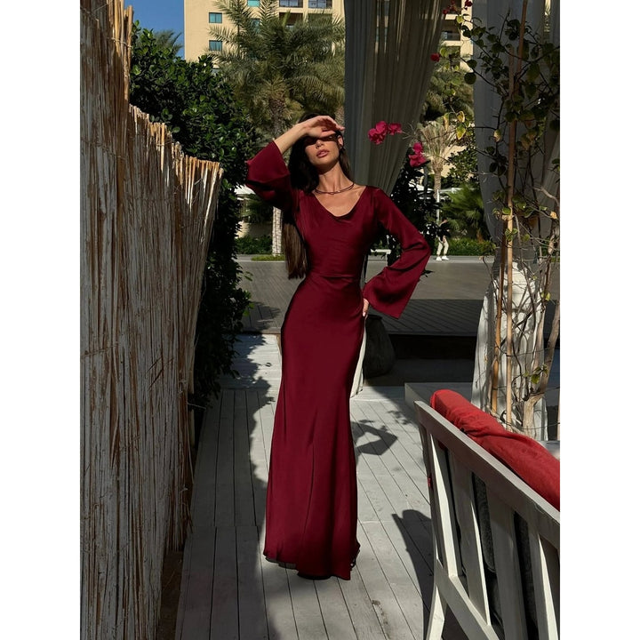Women's Long Sleeve Maxi Dress, front view 3