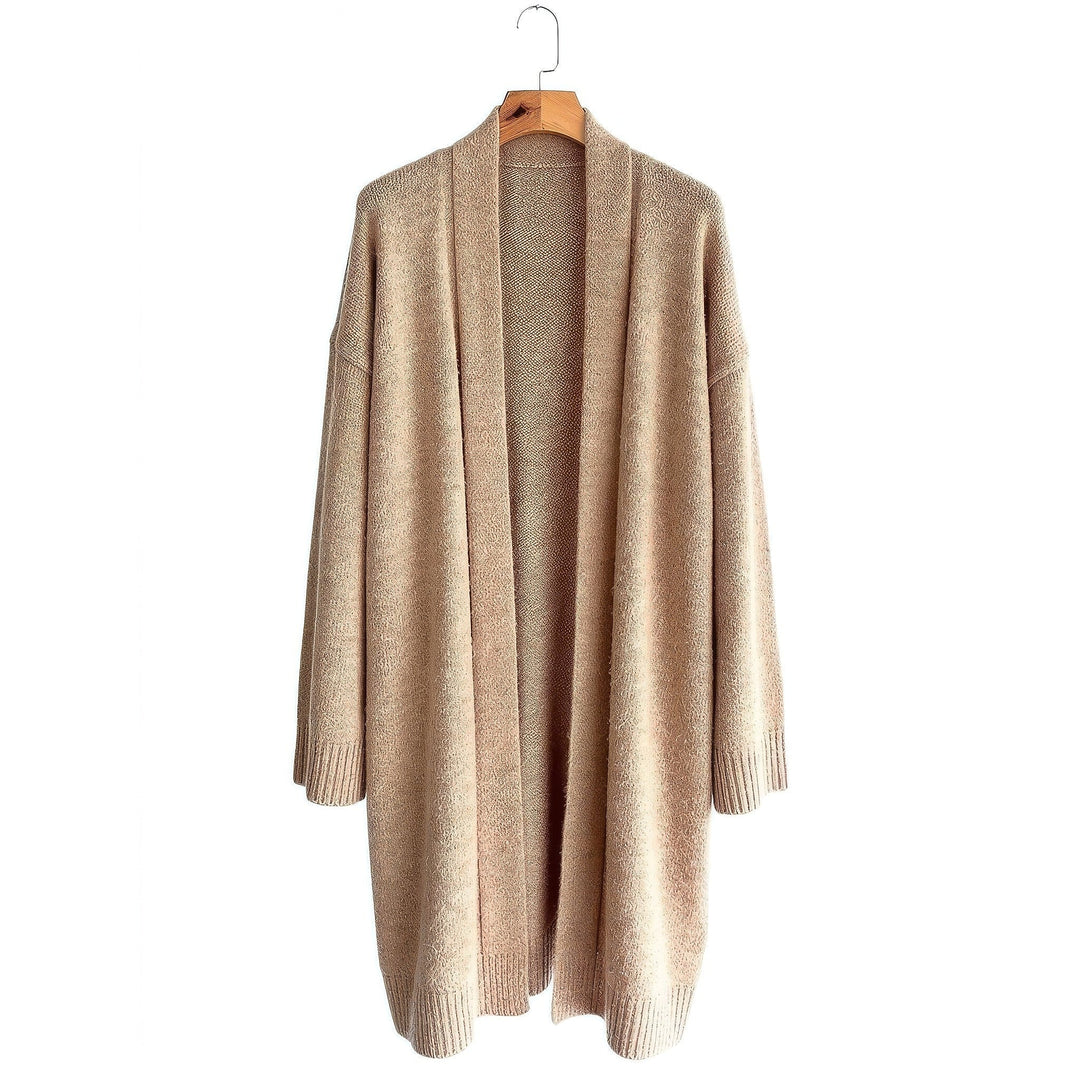 Women's Sweater Coat in Light Brown, front view