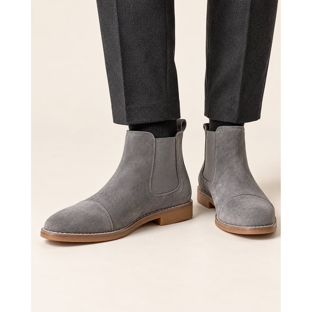 Men's Chelsea Boots in Gray, front view