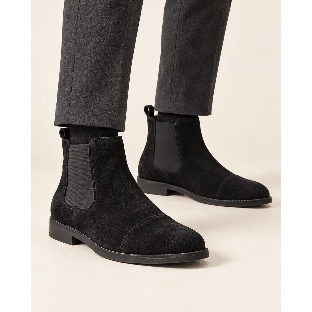 Men's Chelsea Boots in Black, front view