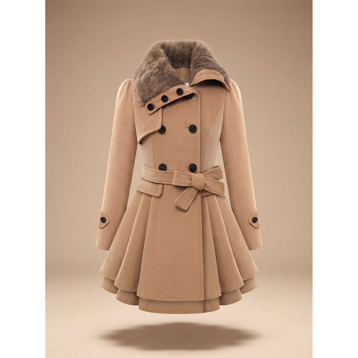 Women's Pea Coat in Beige, front view