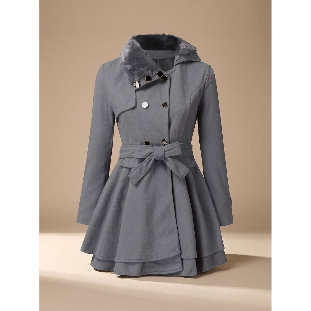 Women's Pea Coat in Gray, front view
