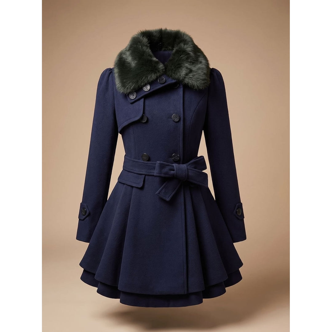 Women's Pea Coat in Navy, front view
