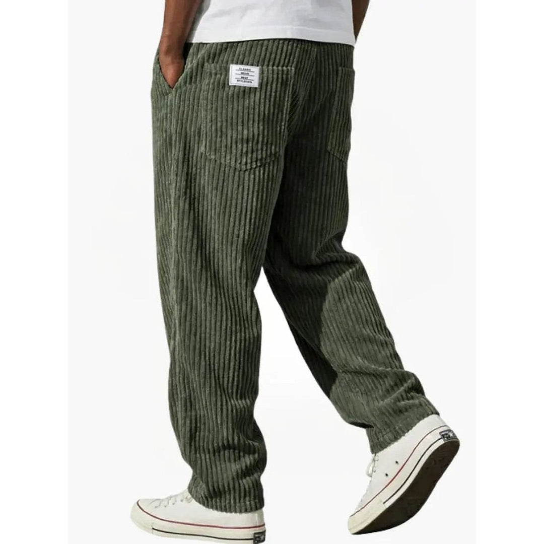 Men’s Corduroy Pants in Green, back view