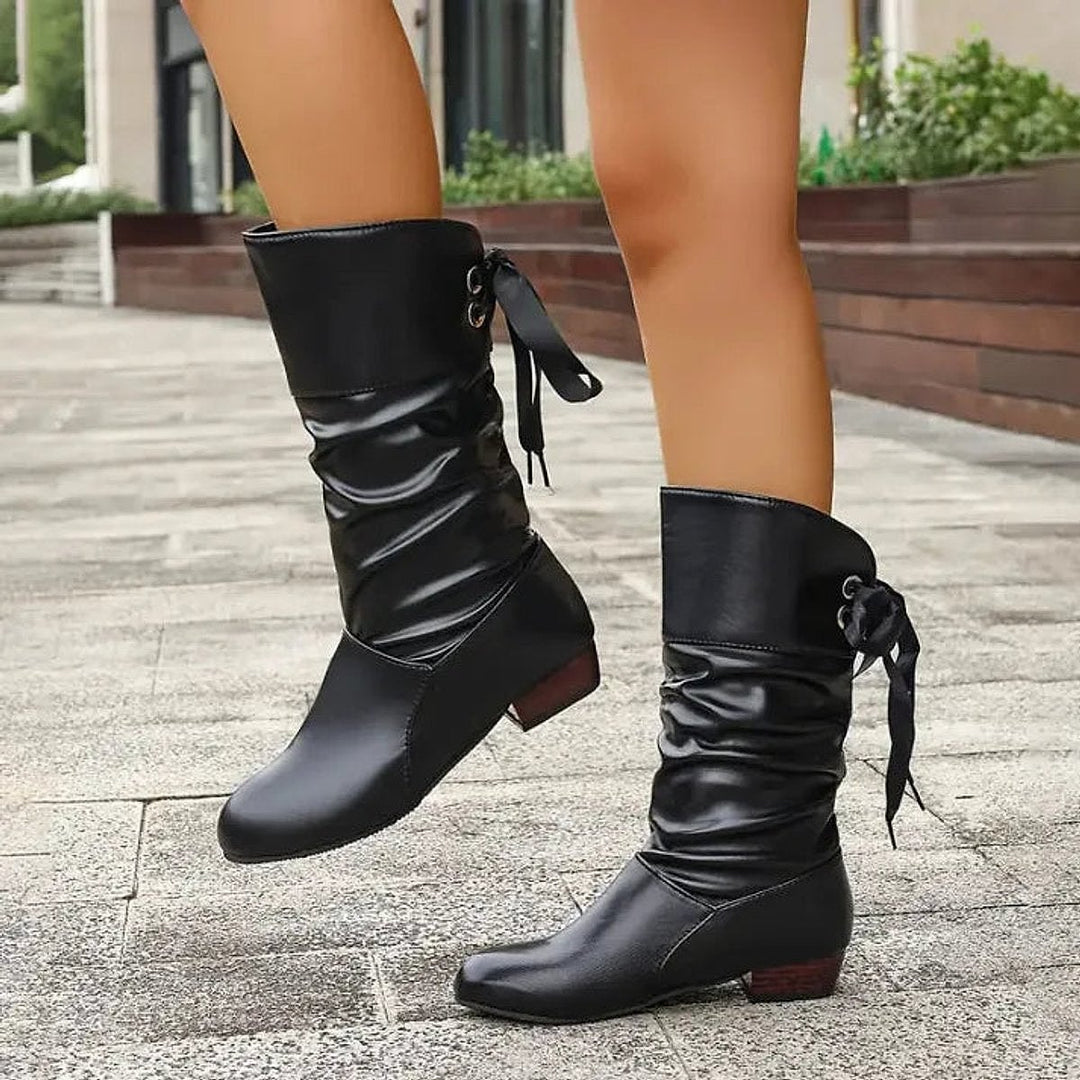 Women's Slouchy Lace Up Boots, front view 3