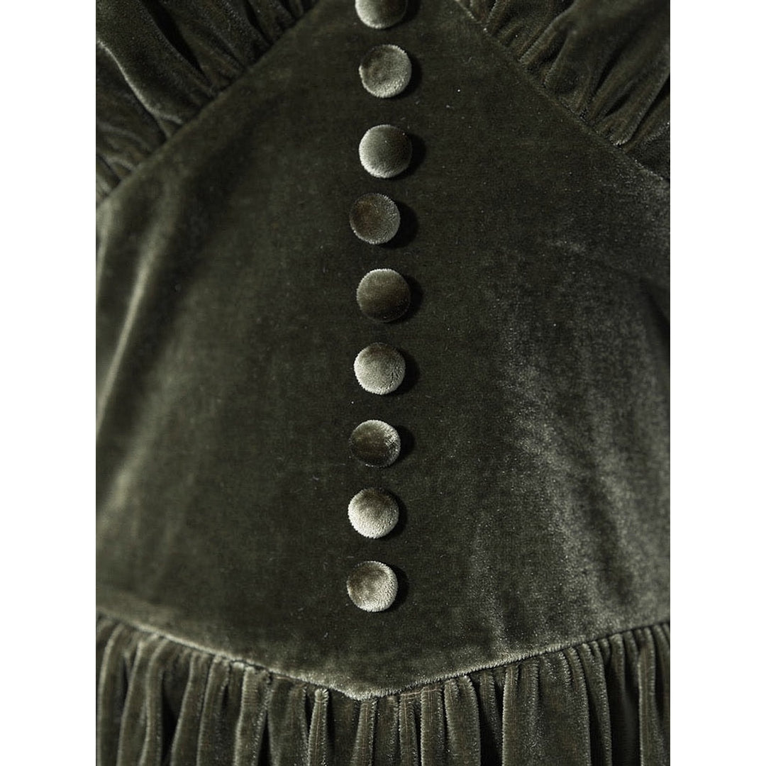 Women's Green Velvet Midi Dress, detail view