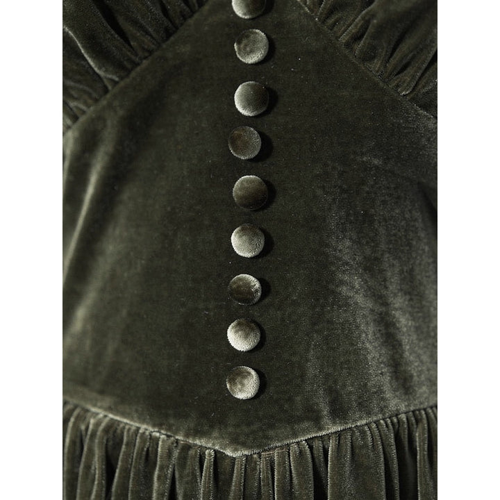 Women's Green Velvet Midi Dress, detail view