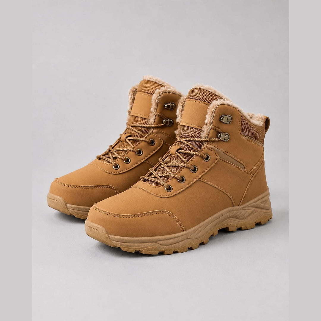 Men’s Lined Winter Boots in Tan, front view