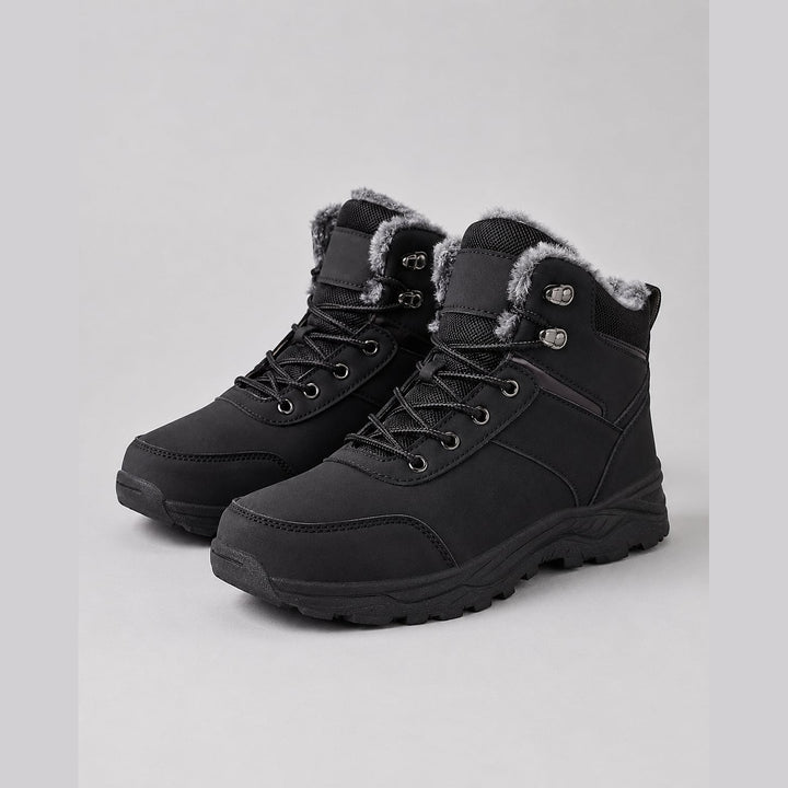 Men’s Lined Winter Boots in Black, front view