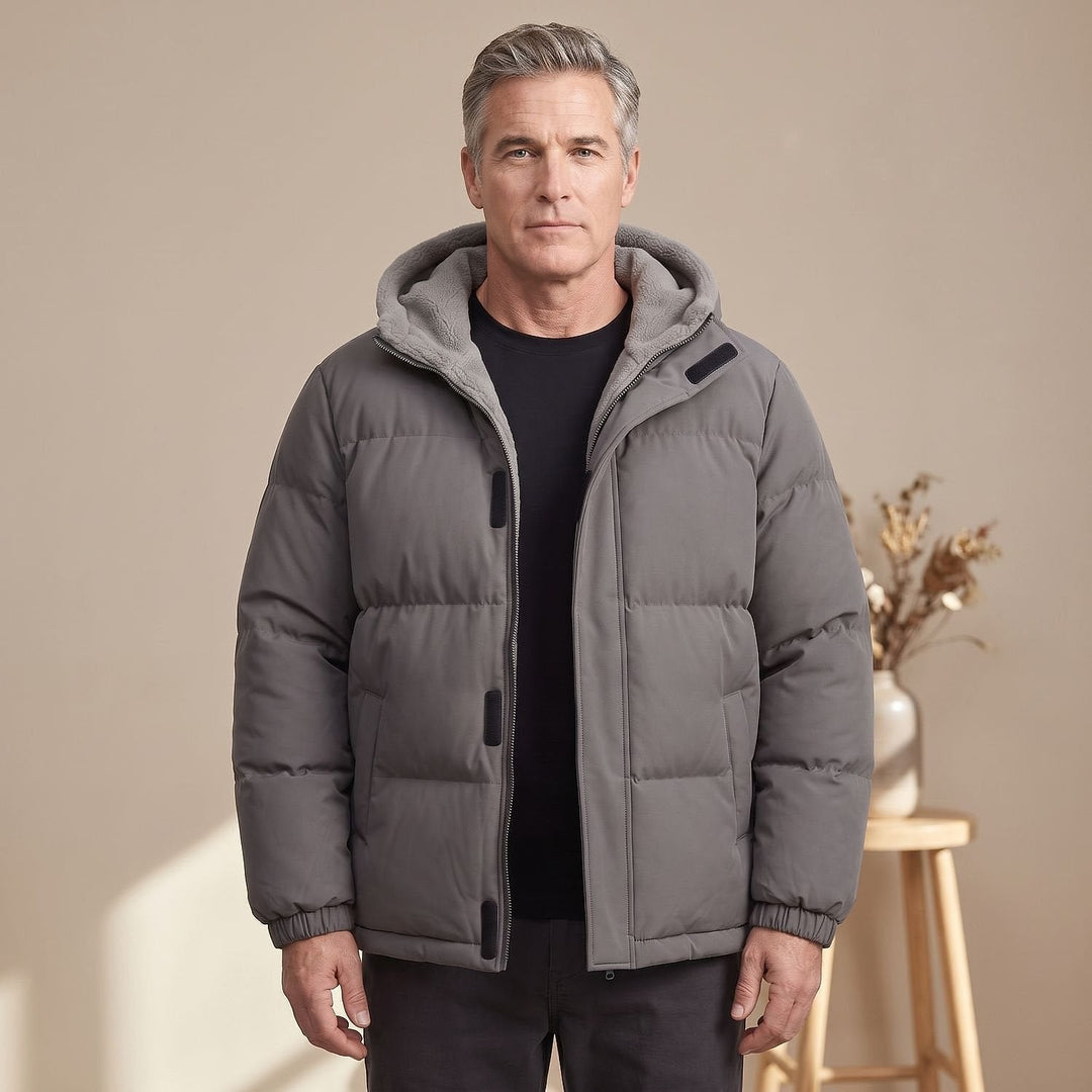 Men's Hooded Puffer Jacket, front view