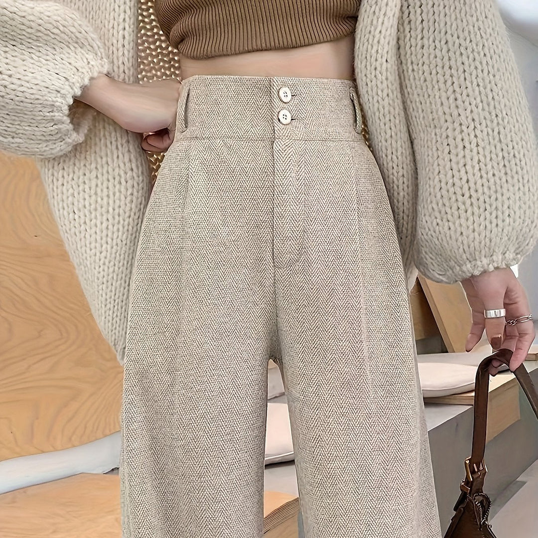 Women’s Relaxed Wide Leg Pants in Khaki, front view