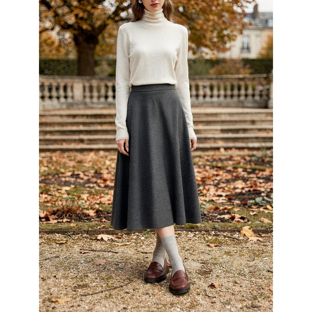 Women's Wool Blend Midi Skirt, front view 2