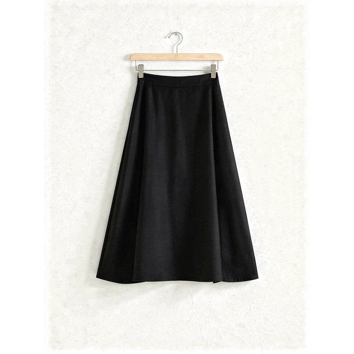 Women's Wool Blend Midi Skirt in Black, front view