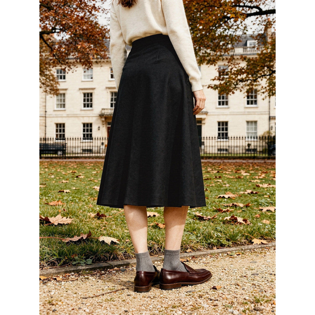 Women's Wool Blend Midi Skirt, back view