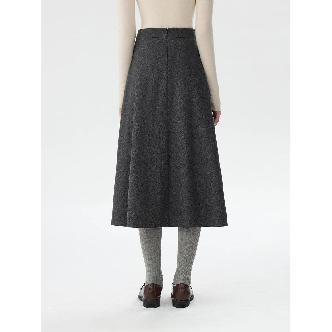 Women's Wool Blend Midi Skirt, back view 2