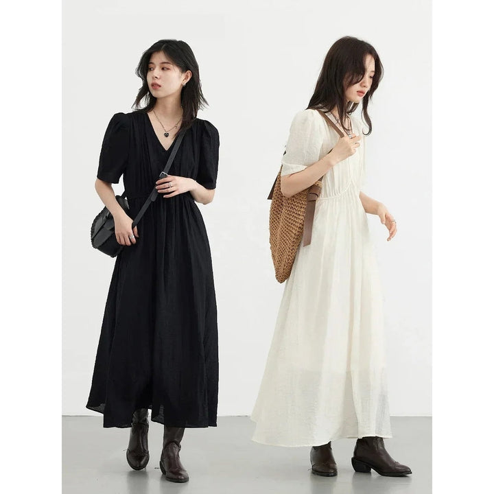 Women's Puff Sleeve Maxi Dress, front view 2