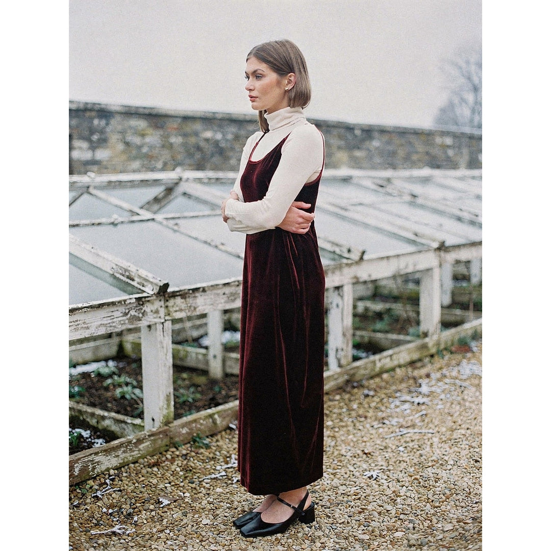 Women's Long Velvet Dress, side view