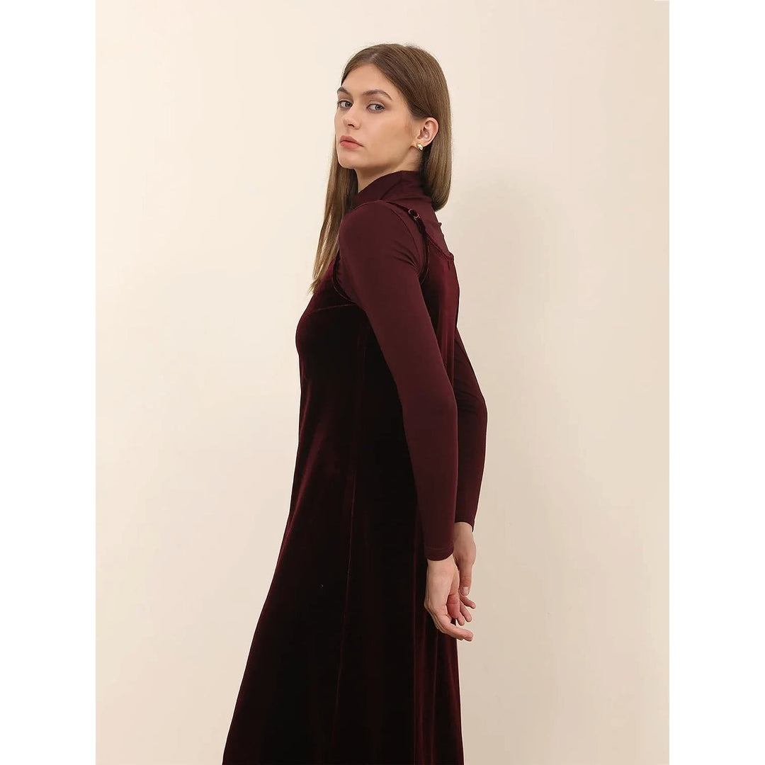 Women's Long Velvet Dress, side view 2