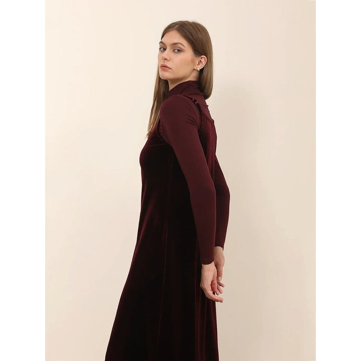 Women's Long Velvet Dress, side view 2
