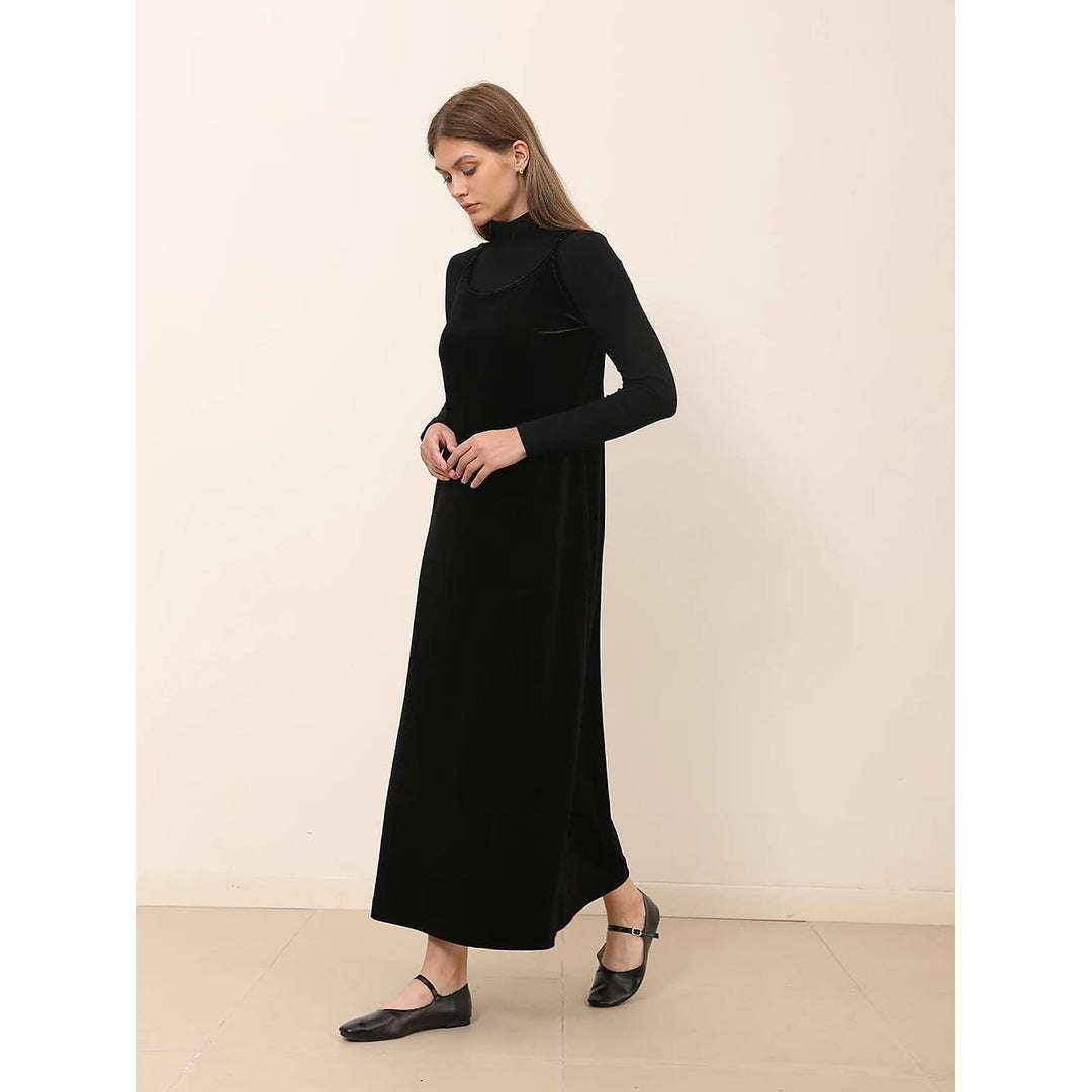 Women's Long Velvet Dress, front view 2