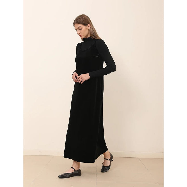 Women's Long Velvet Dress, front view 2