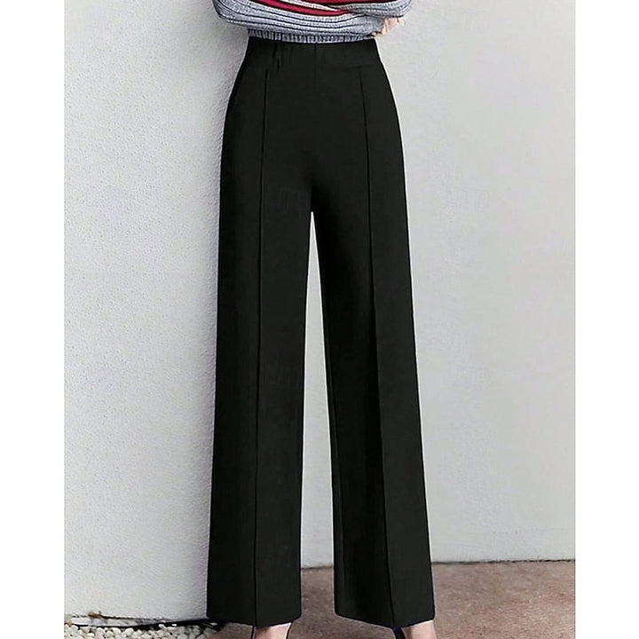 Women’s Elastic Waist Wide Leg Pants in Black, front view