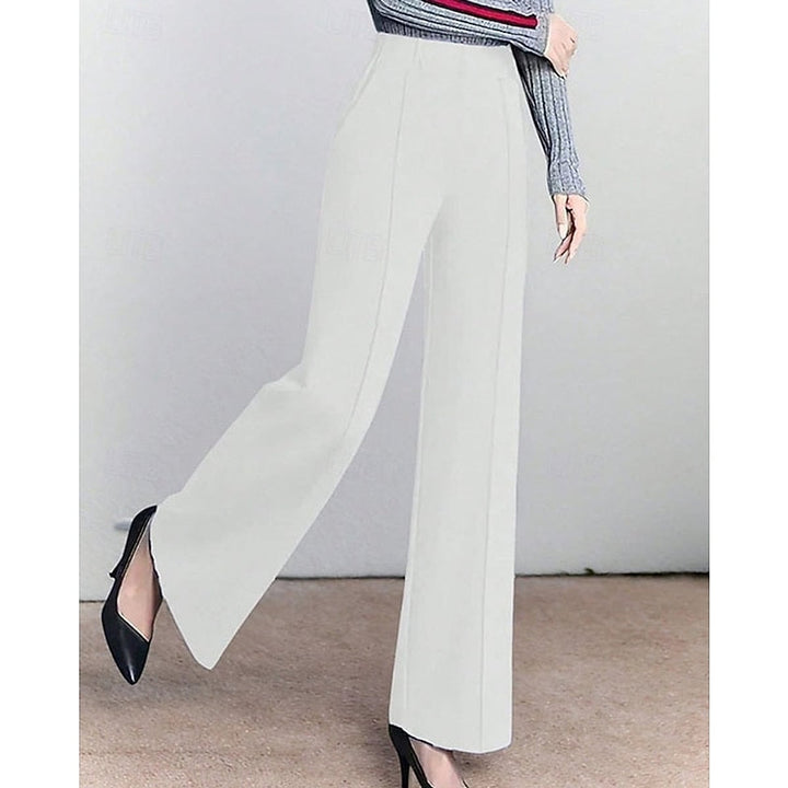Women’s Elastic Waist Wide Leg Pants in White, front view