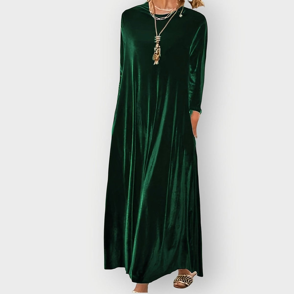 Women's Formal Dress in Dark Green, front view