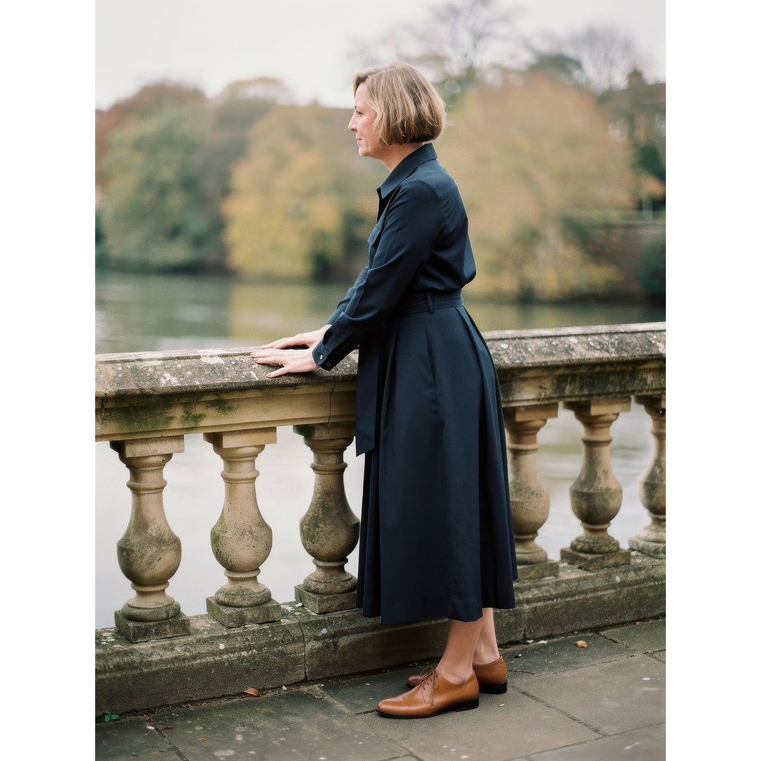 Women's Belted Midi Shirt Dress, side view