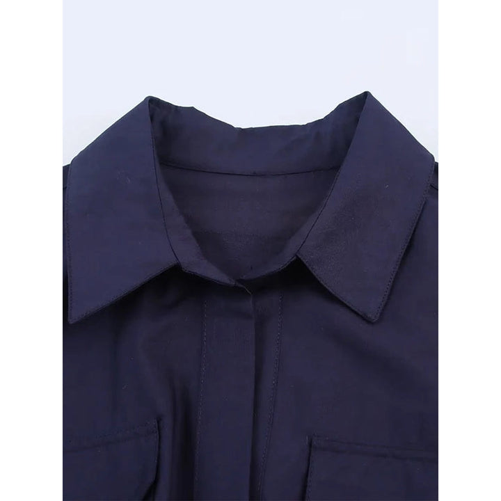 Women's Belted Midi Shirt Dress, detail view