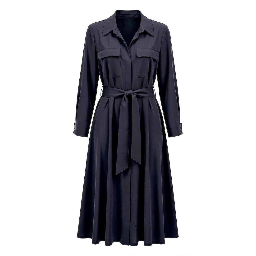 Women's Belted Midi Shirt Dress, front view