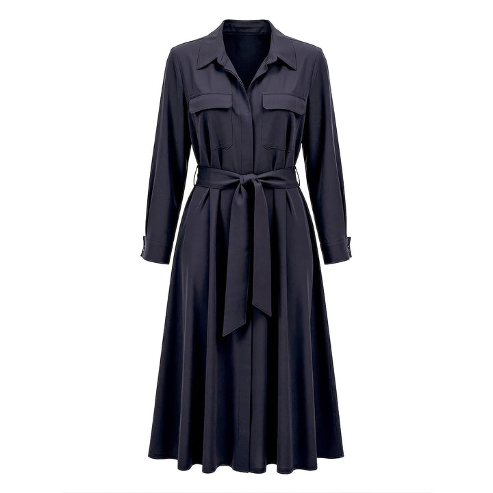 Women's Belted Midi Shirt Dress, front view