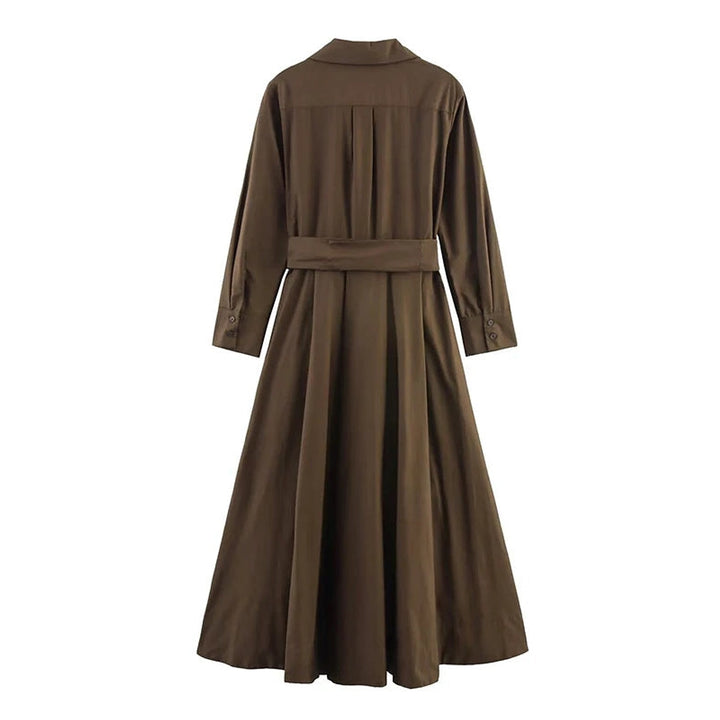Women's Belted Midi Shirt Dress, back view