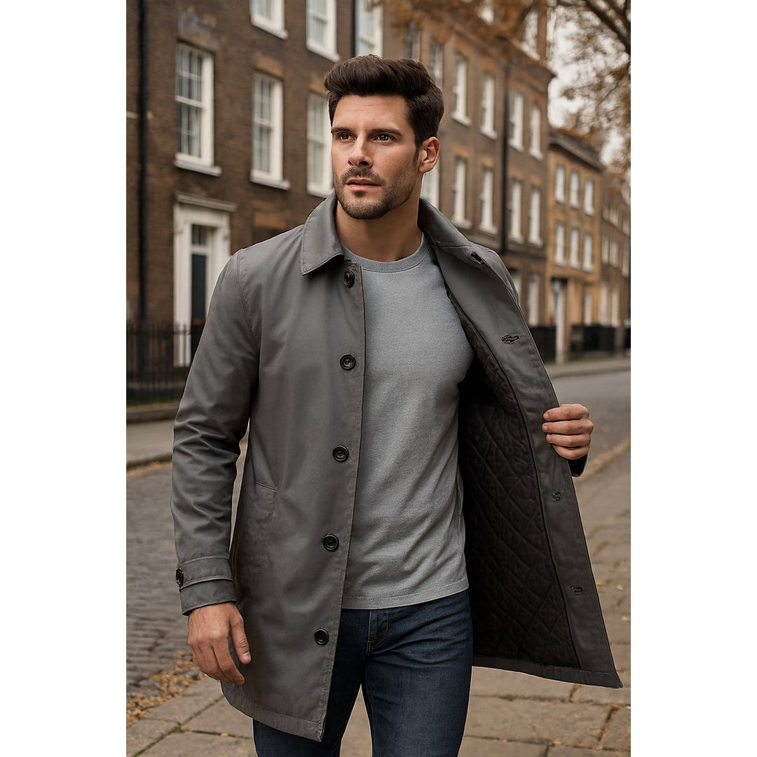 Men's Quilted Car Coat, front view