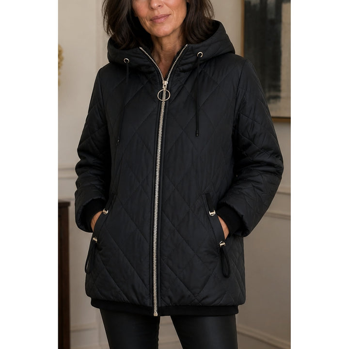 Women's Quilted Jacket in Black, front view