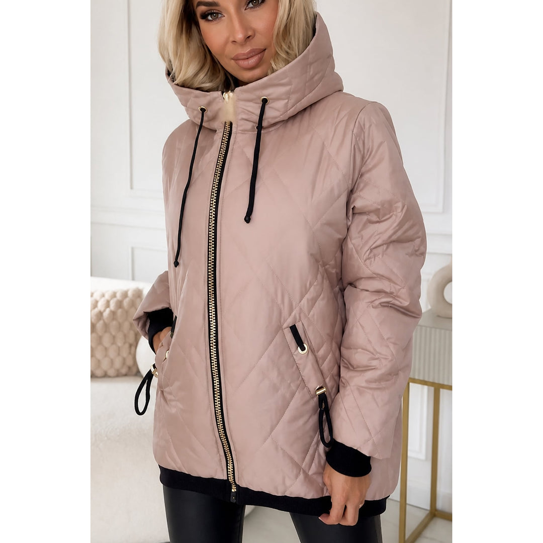 Women's Quilted Jacket in Pink, front view