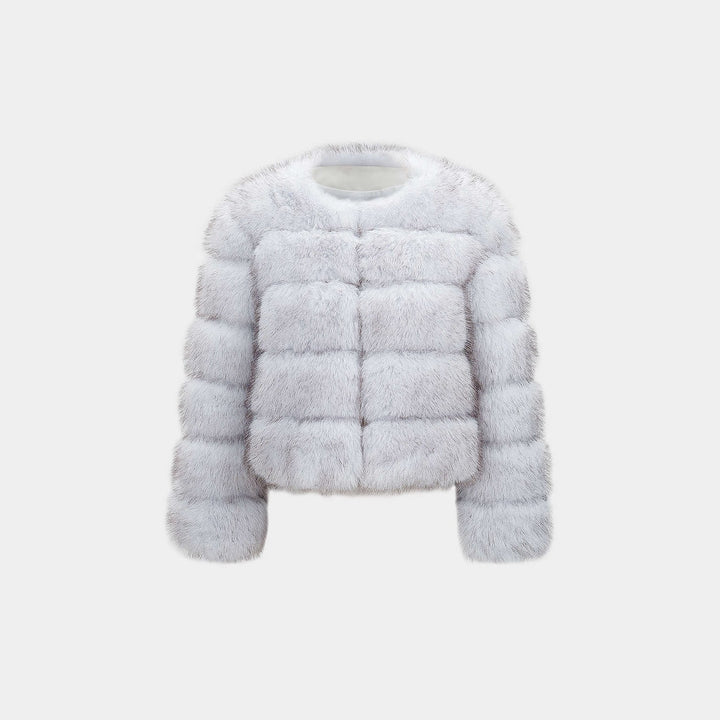 Women's White Faux Fur Jacket, front view 3