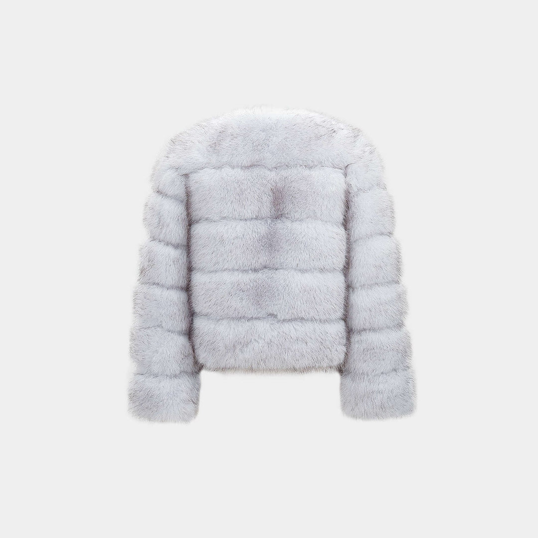 Women's White Faux Fur Jacket, back view